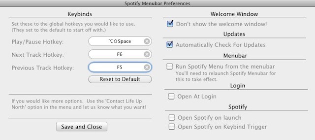 Keyboard shortcut for spotify